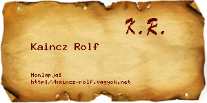Kaincz Rolf névjegykártya
